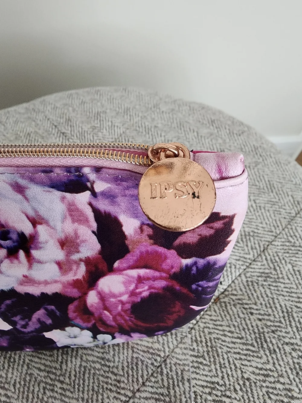 Ipsy Floral Pink & Purple Cosmetic Pouch